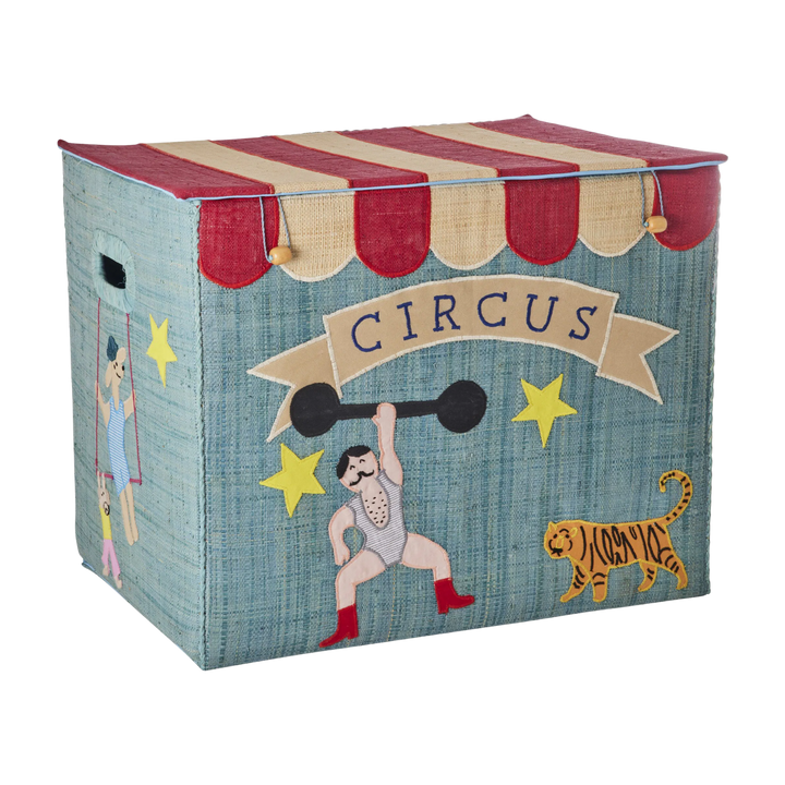 Raffia Storage Box with Circus Theme - Extra Large - Foldable - Rice By Rice