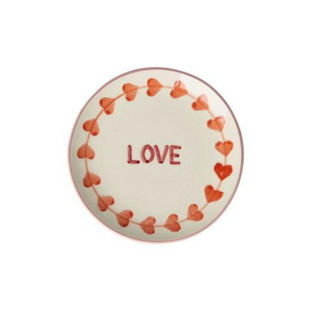 Ceramic Cake Plate with Hand-painted LOVE - Rice By Rice