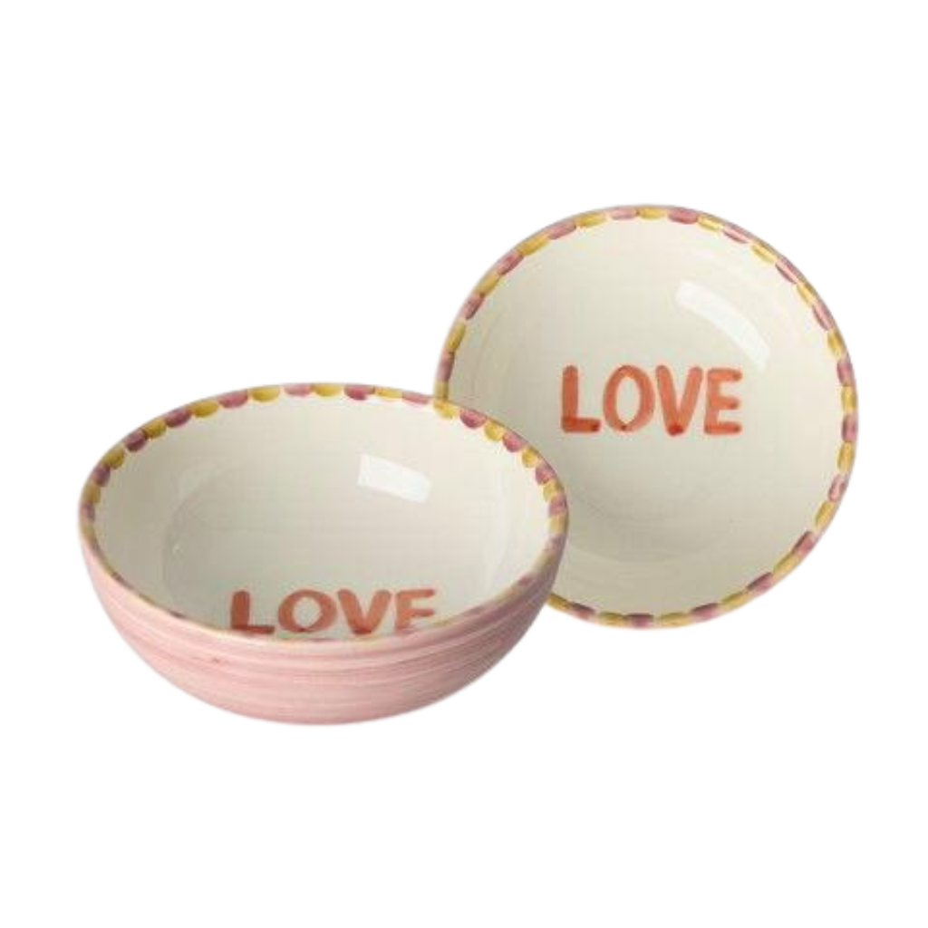 Ceramic Bowl with Hand-painted LOVE - Pink - 10.14 oz - Rice By Rice