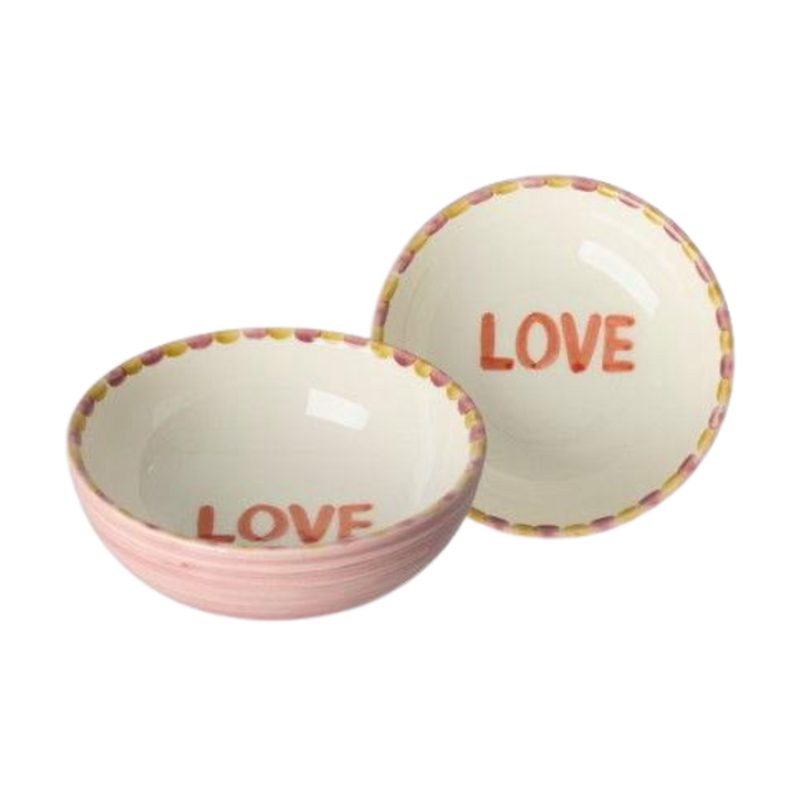 Ceramic Bowl with Hand-painted LOVE - Pink - 10.14 oz - Rice By Rice