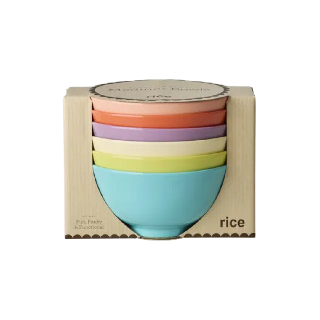 Melamine Medium Bowl in Asst. Glory Days Colors – 6 Pack – 23.7 fl oz - Rice By Rice