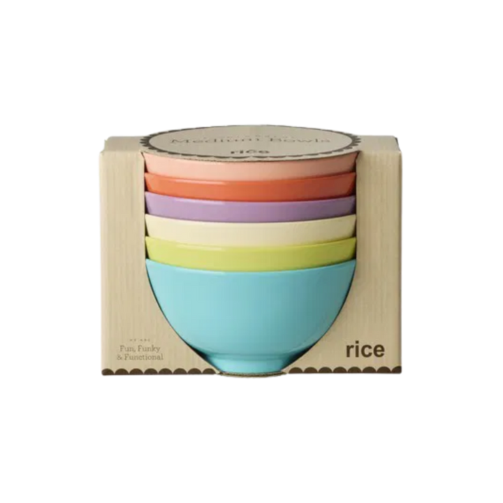 Melamine Medium Bowl in Asst. Glory Days Colors – 6 Pack – 23.7 fl oz - Rice By Rice