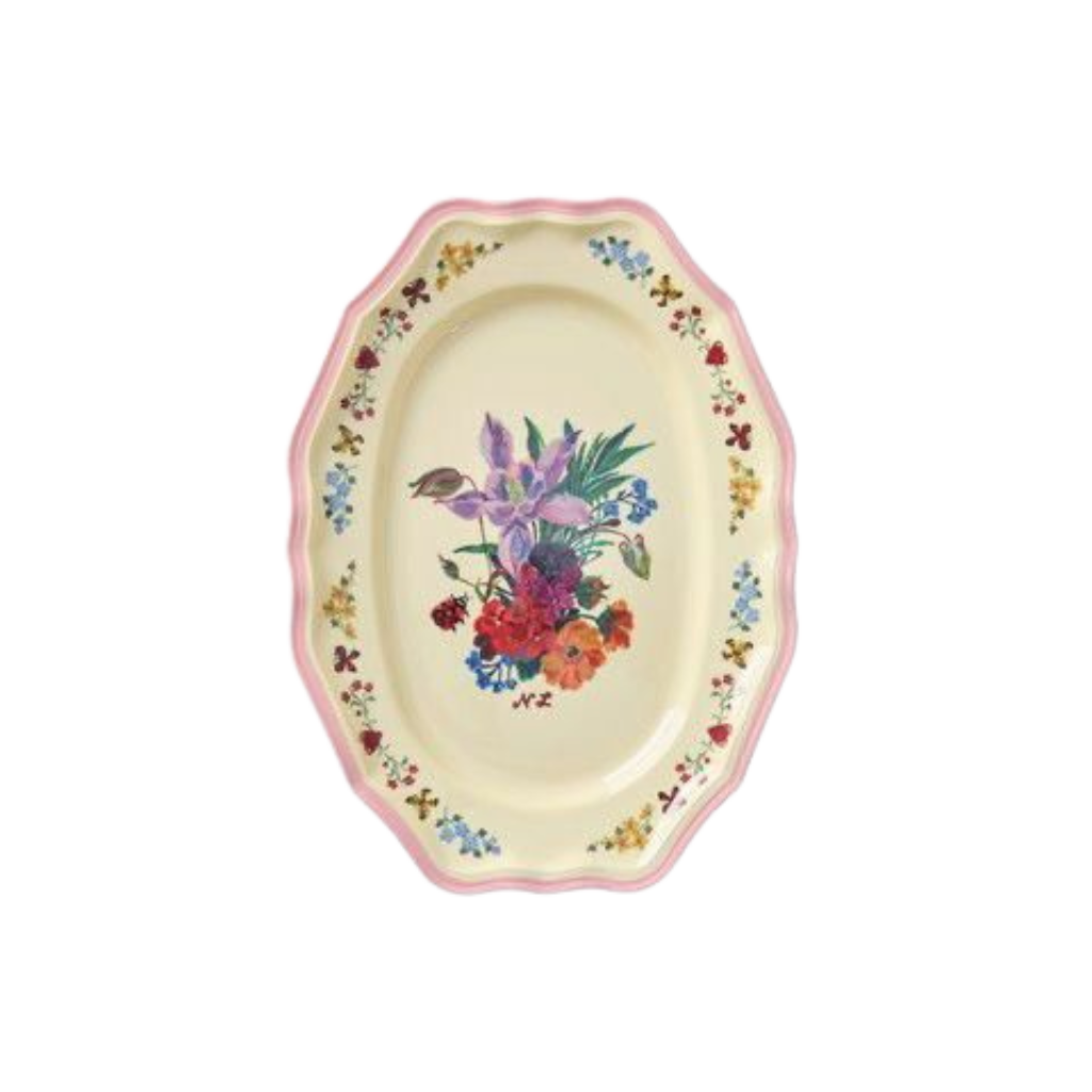 Melamine Vintage Serving Dish with Nathalie Lété Print - Pink - Small - Rice By Rice