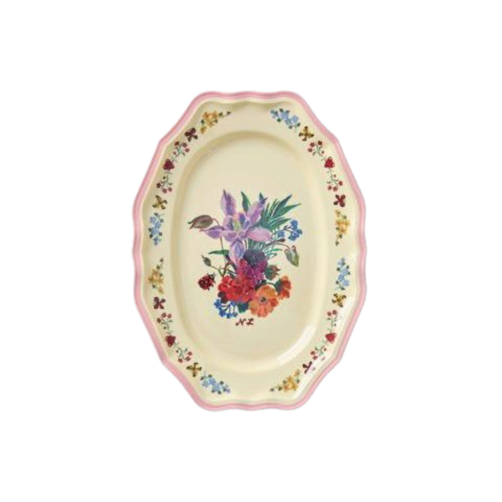 Melamine Vintage Serving Dish with Nathalie Lété Print - Pink - Small - Rice By Rice