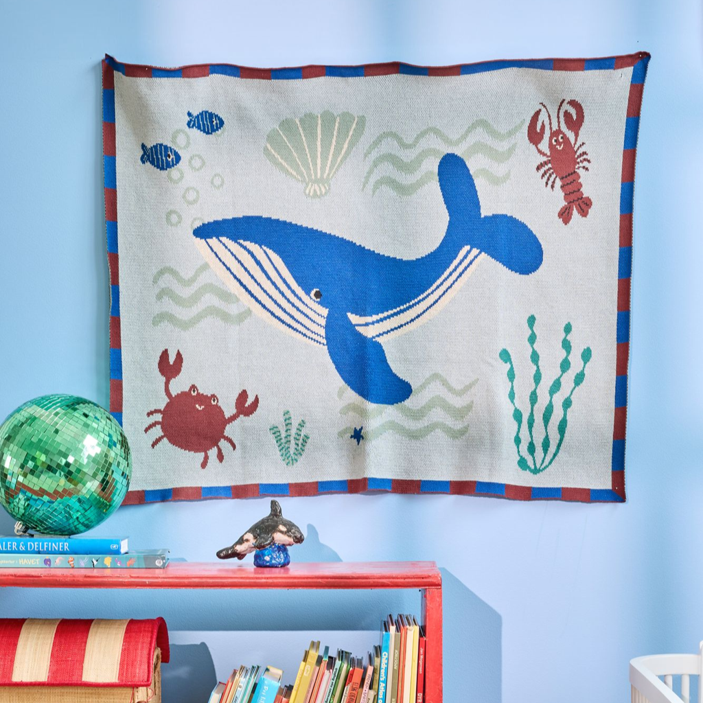 Cotton Baby Blanket - Blue - Ocean Design - Rice By Rice