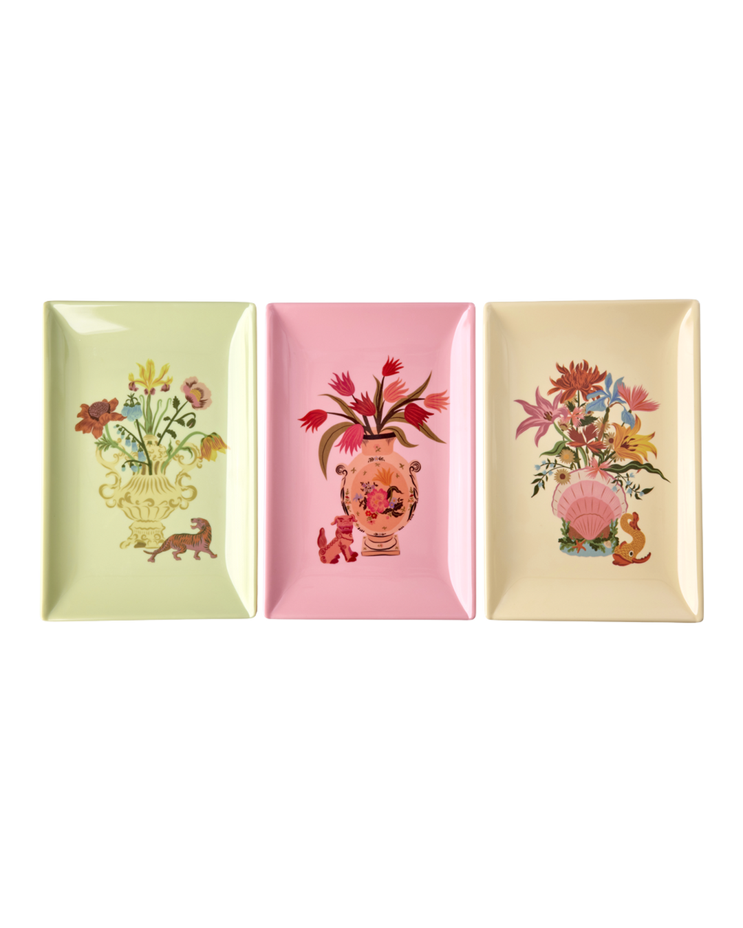 Melamine Sushi Plates - Assorted Chinese Prints - Set of 3 - Rice By Rice