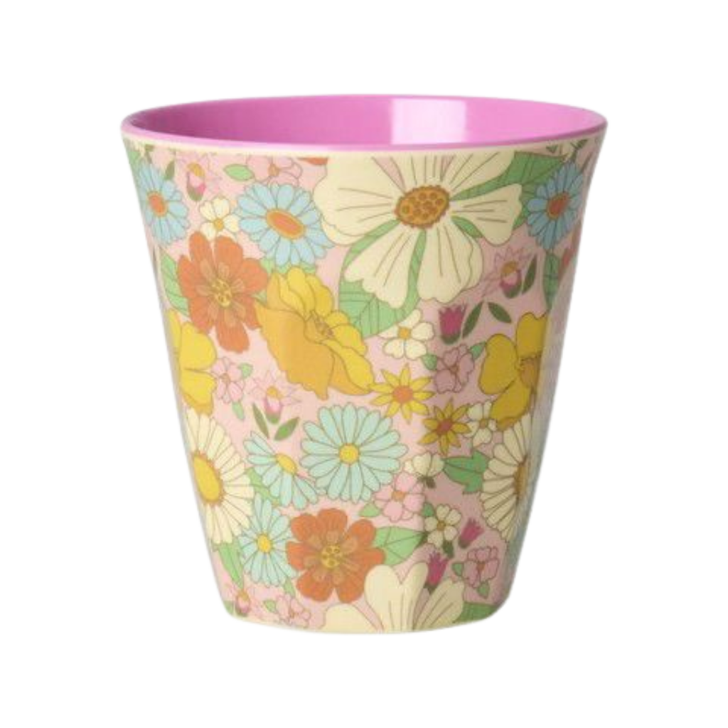 Melamine Cup with Flower Power Print - Medium - 8.45 oz - Rice By Rice