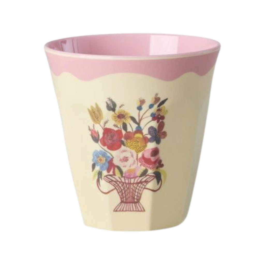 Melamine Cup with Nathalie Lété Print - Medium - Pink - 8.45 oz - Rice By Rice