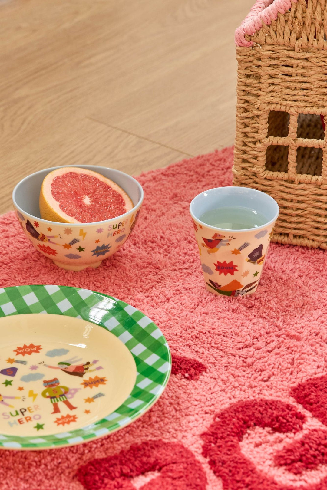 Melamine Bowl with Hero Print – Small – Soft Blue – 10.1 fl oz - Rice By Rice