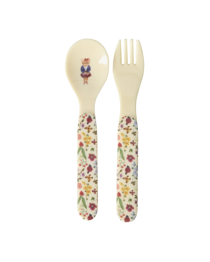 Melamine Baby Dinner Set in Giftbox - Nathalie Lété Print - Cream - 4 pcs - Rice By Rice