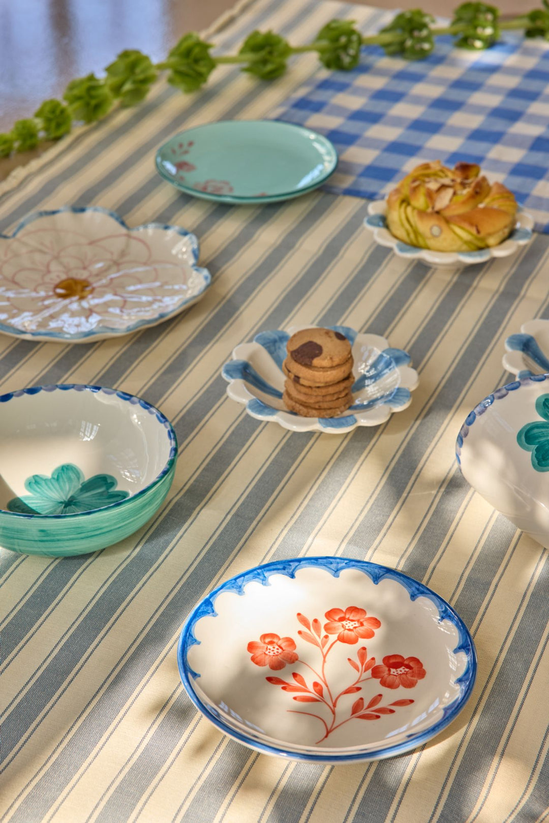 Ceramic Cake Plate with Hand Painted Vintage Flower - Rice By Rice