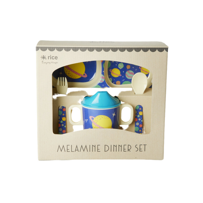 Melamine Baby Dinner Set in Gift Box - Galaxy Print - 4 pcs. - Rice By Rice