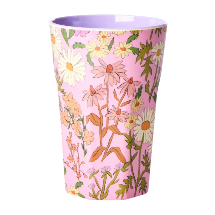 Melamine Tall Cup - Soft Pink - Daisy Dearest Print