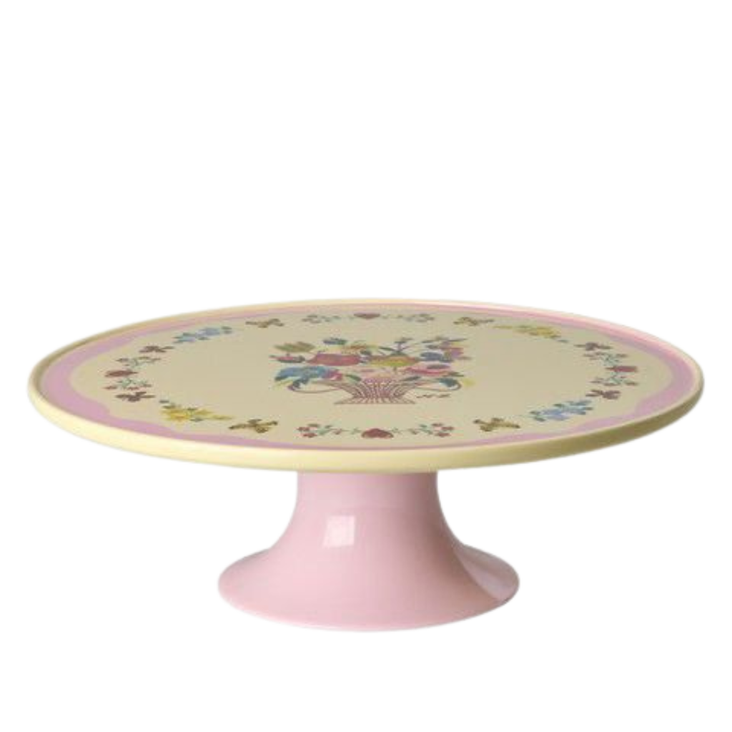 Melamine Cake Stand with Nathalie Lété Print - Low - Pink - Rice By Rice
