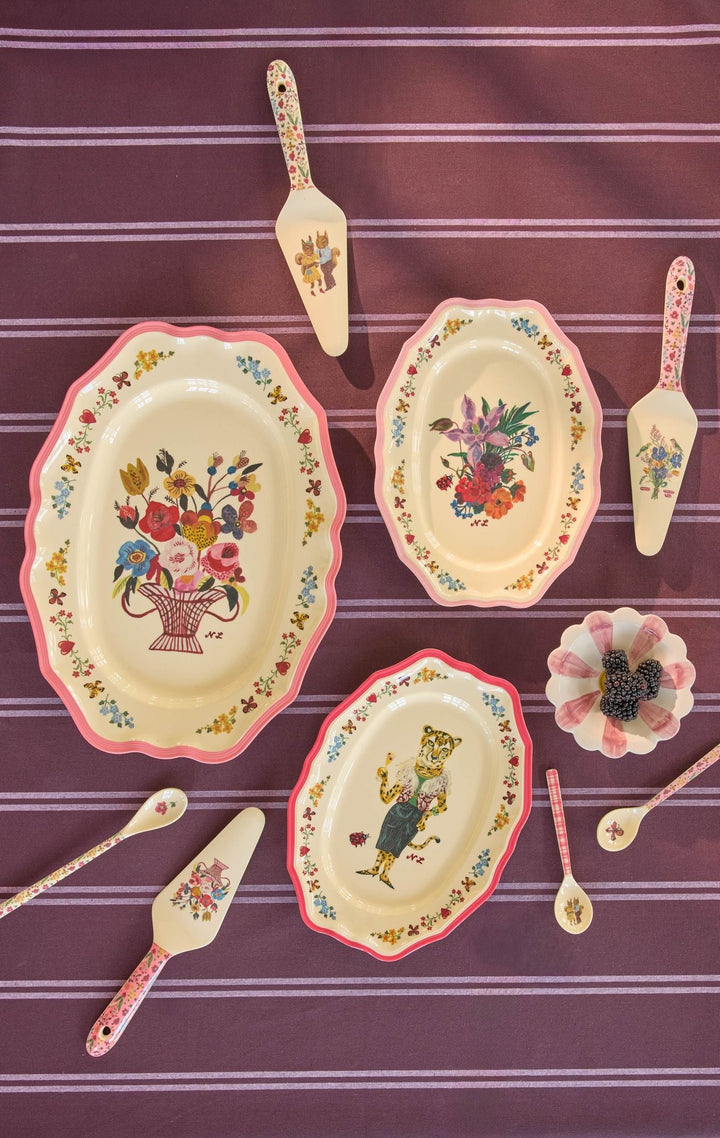 Melamine Vintage Serving Dish with Nathalie Lété Print - Pink - Small