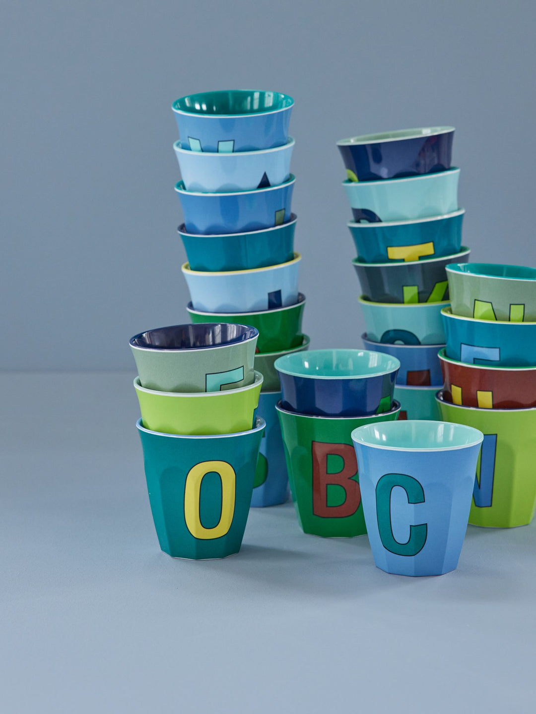 Melamine Cup - Medium with Alphabet in Bluish Colors | Letter Y - Rice By Rice
