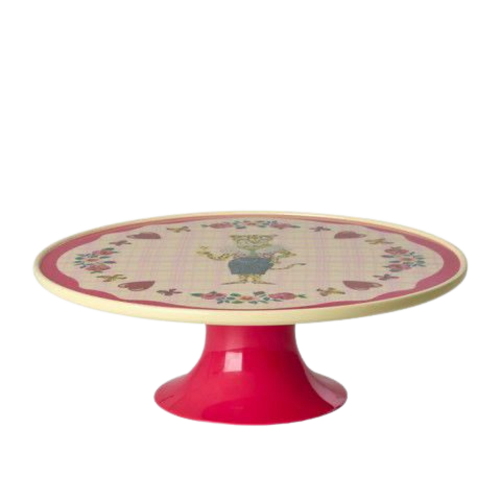 Melamine Cake Stand with Nathalie Lété Print - Low - Red Kiss Color - Rice By Rice