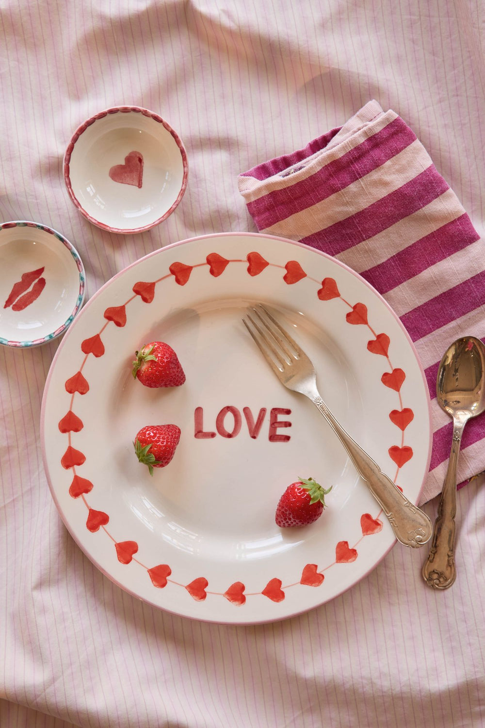 Ceramic Dinner Plate with Hand-painted LOVE - Rice By Rice