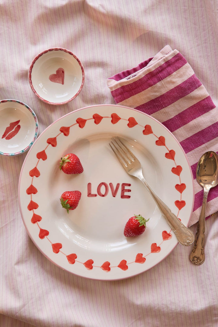 Ceramic Dinner Plate with Hand-painted LOVE - Rice By Rice
