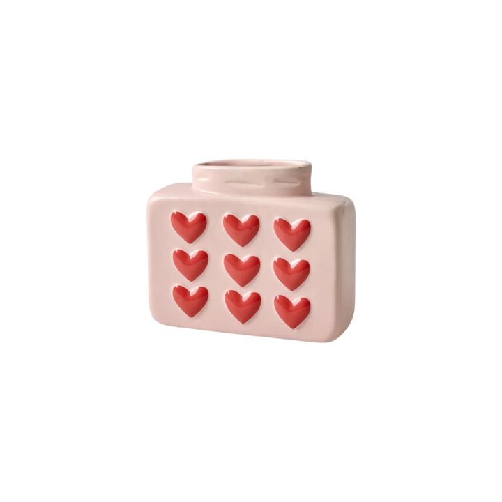 Ceramic Vase with Embossed Hearts - Rice By Rice