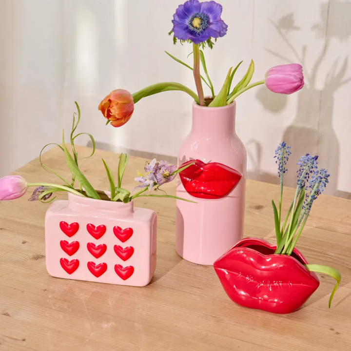Ceramic Vase with Embossed Hearts - Rice By Rice