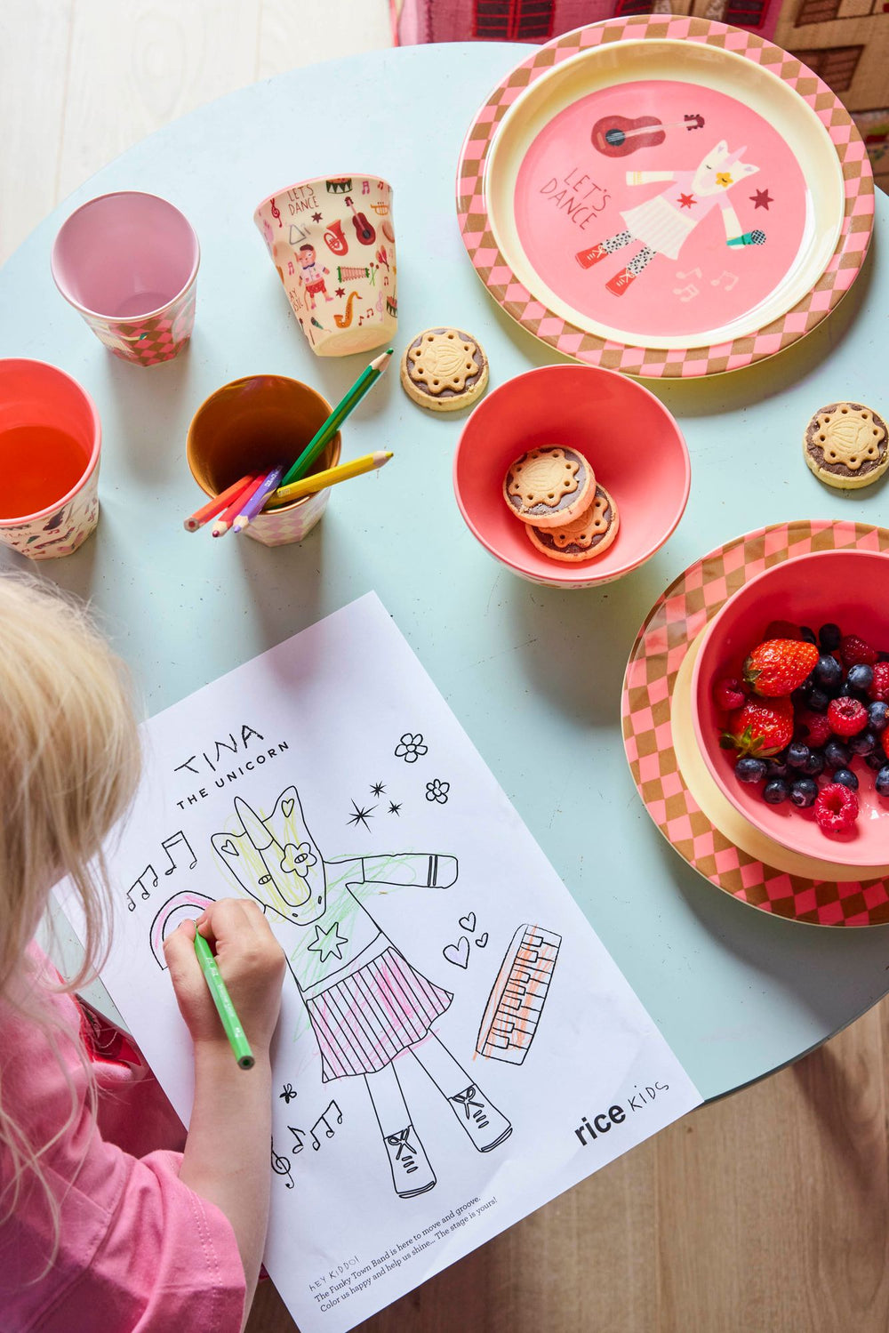 Kids Plate - Pink - Music Band - Rice By Rice