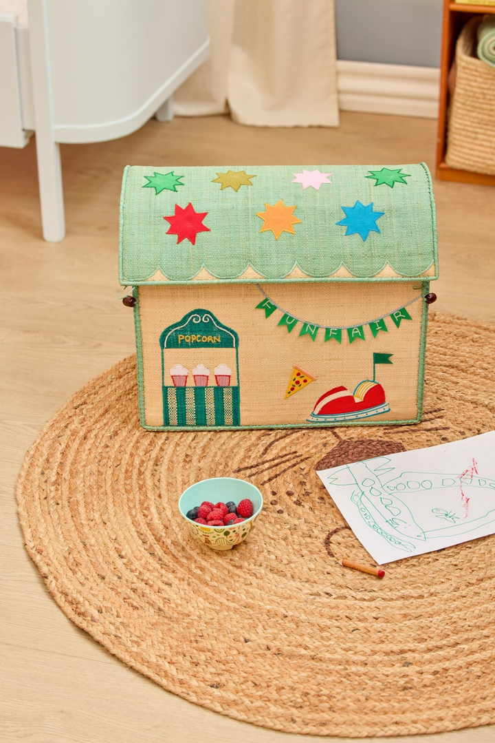 Raffia Storage House - Blue - Fun Faire Theme - Set of 3