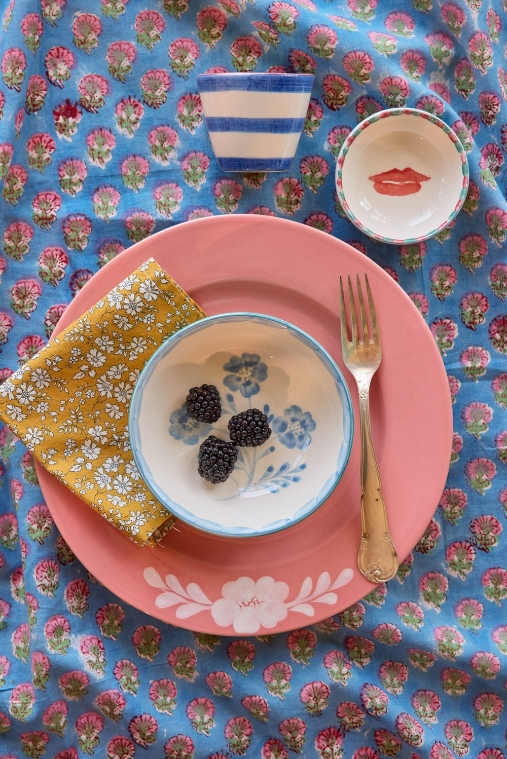 Ceramic Dipping Bowl with Hand-painted Lips - Small - 3.38 oz - Rice By Rice