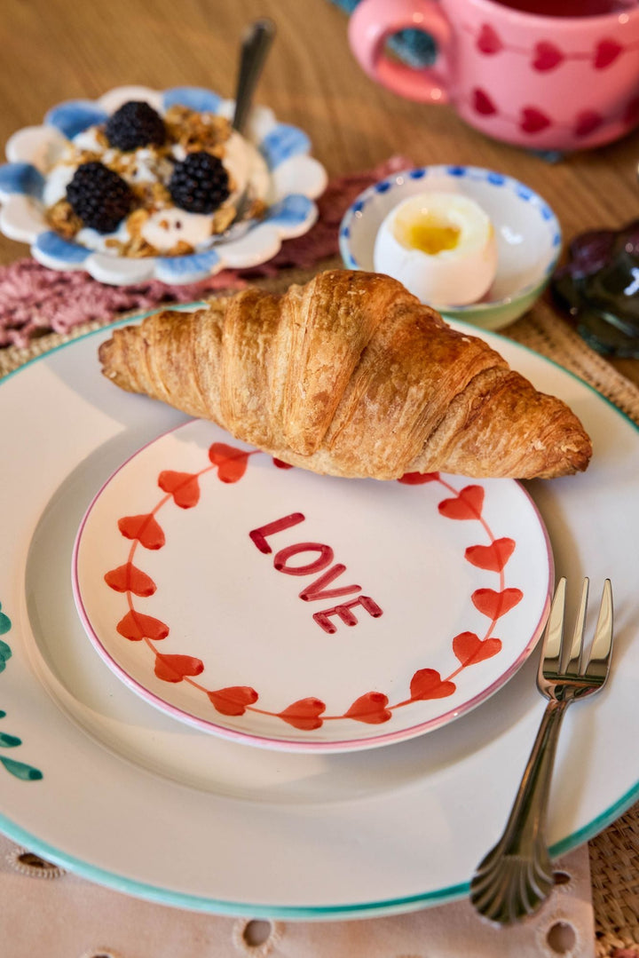 Ceramic Cake Plate with Hand-painted LOVE - Rice By Rice