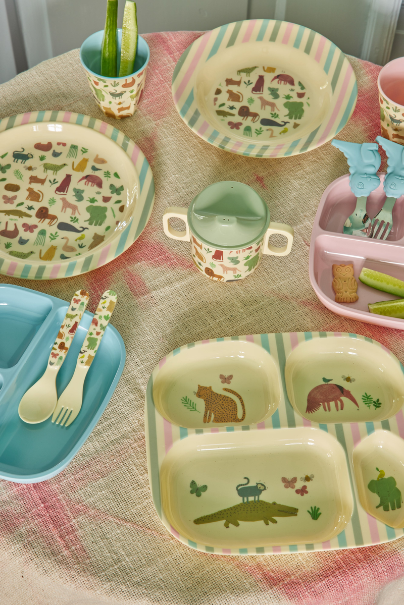 Melamine Baby Dinner Set in Gift Box - Sweet Jungle Print - 4 pcs. - Rice By Rice