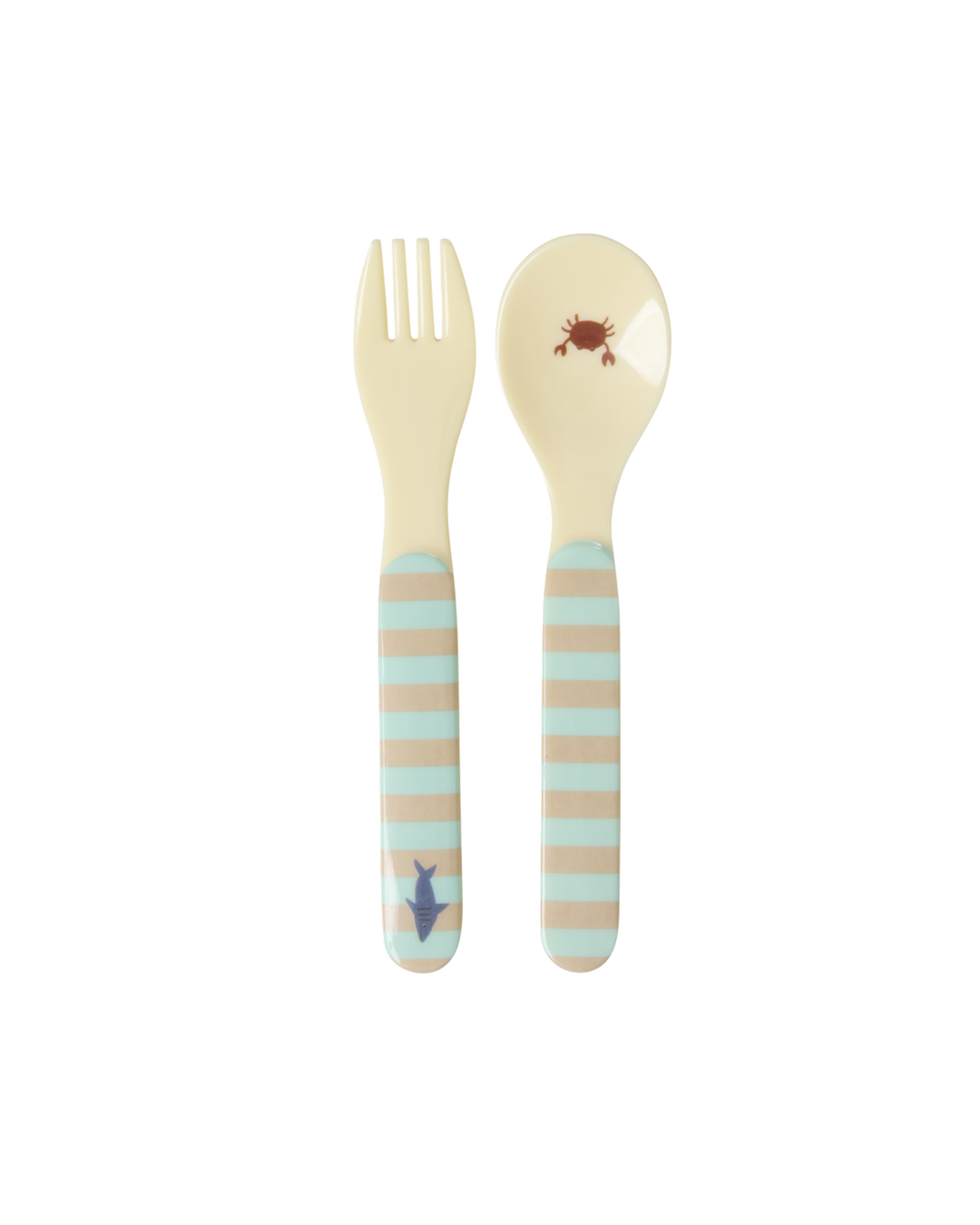 Baby Spoon and Fork - Blue - Ocean Print - Rice By Rice