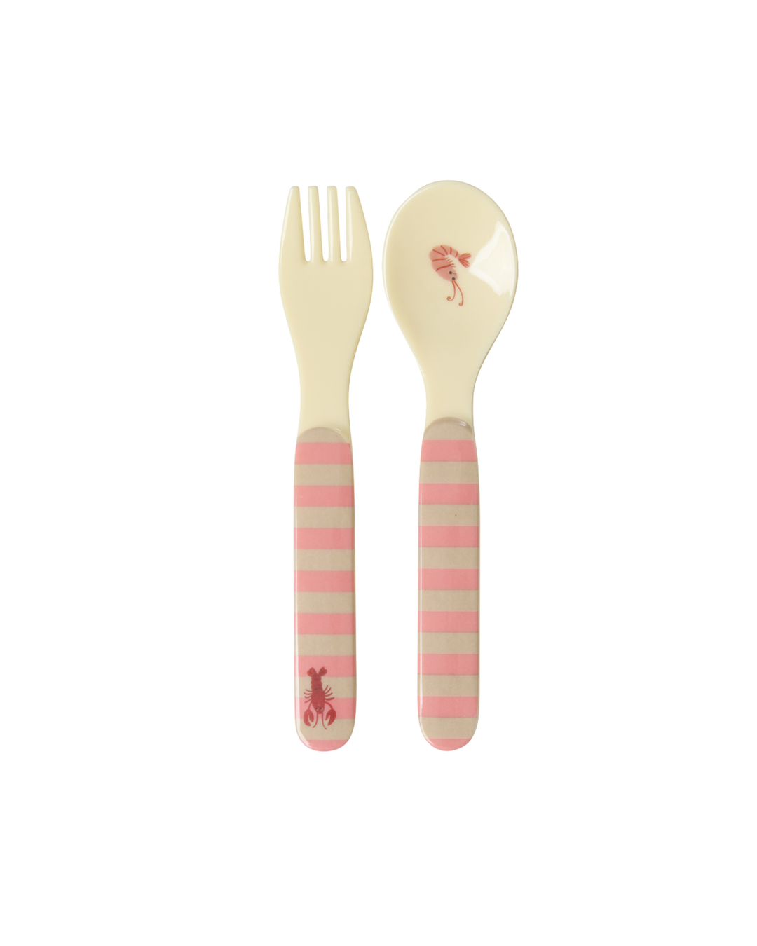 Baby Spoon and Fork - Coral - Ocean Print - Rice By Rice
