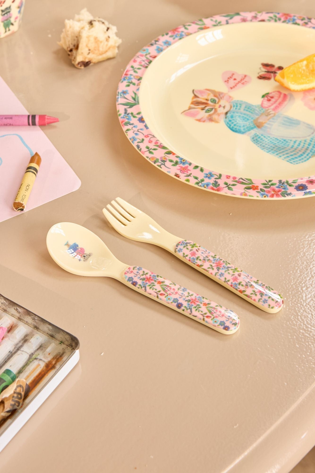 Baby Spoon and Fork - Pink - Nathalie Lété Print - Rice By Rice