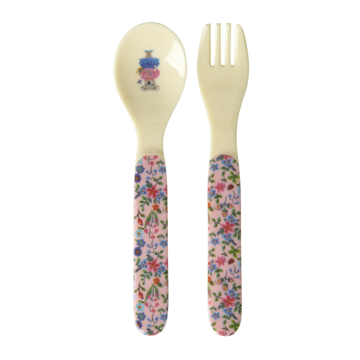 Baby Spoon and Fork - Pink - Nathalie Lété Print - Rice By Rice