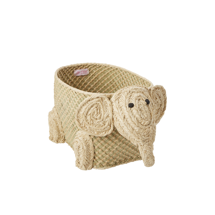 Small Raffia Elephant Seagrass Storage Basket - Natural - Rice By Rice