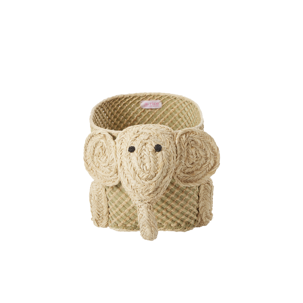 Small Raffia Elephant Seagrass Storage Basket - Natural - Rice By Rice