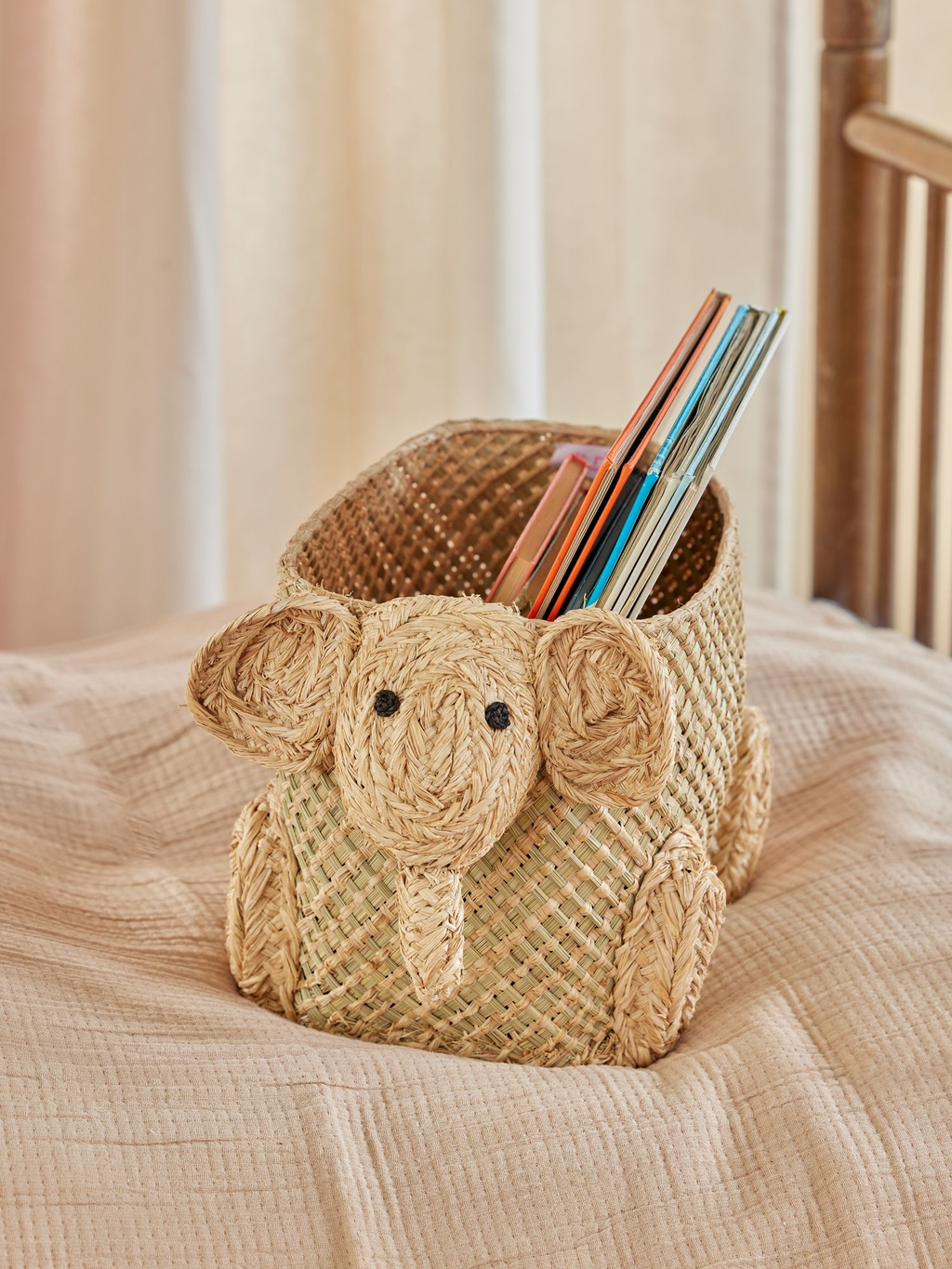 Small Raffia Elephant Seagrass Storage Basket - Natural - Rice By Rice