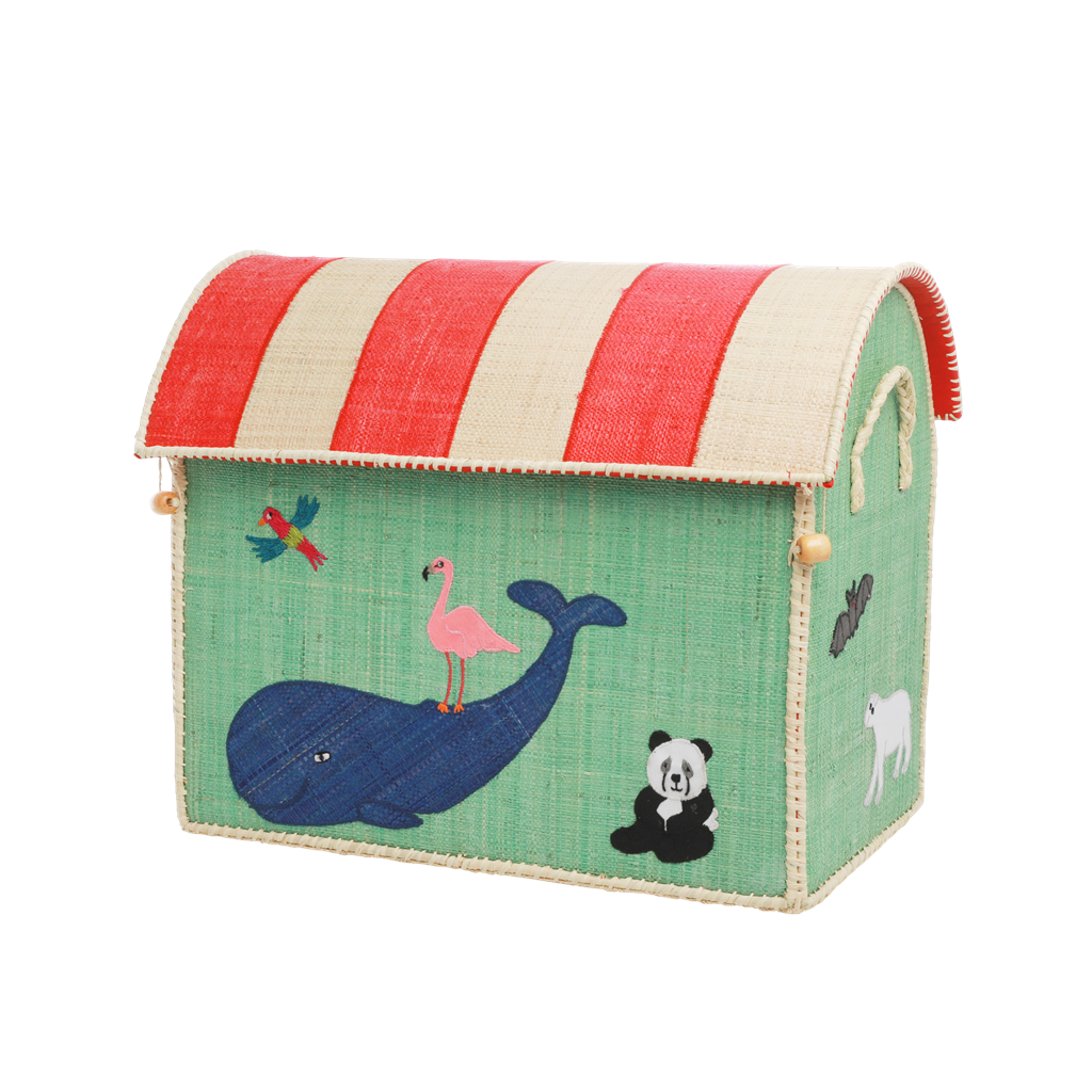 Medium Raffia Storage Baskets with Animal Theme - Rice By Rice