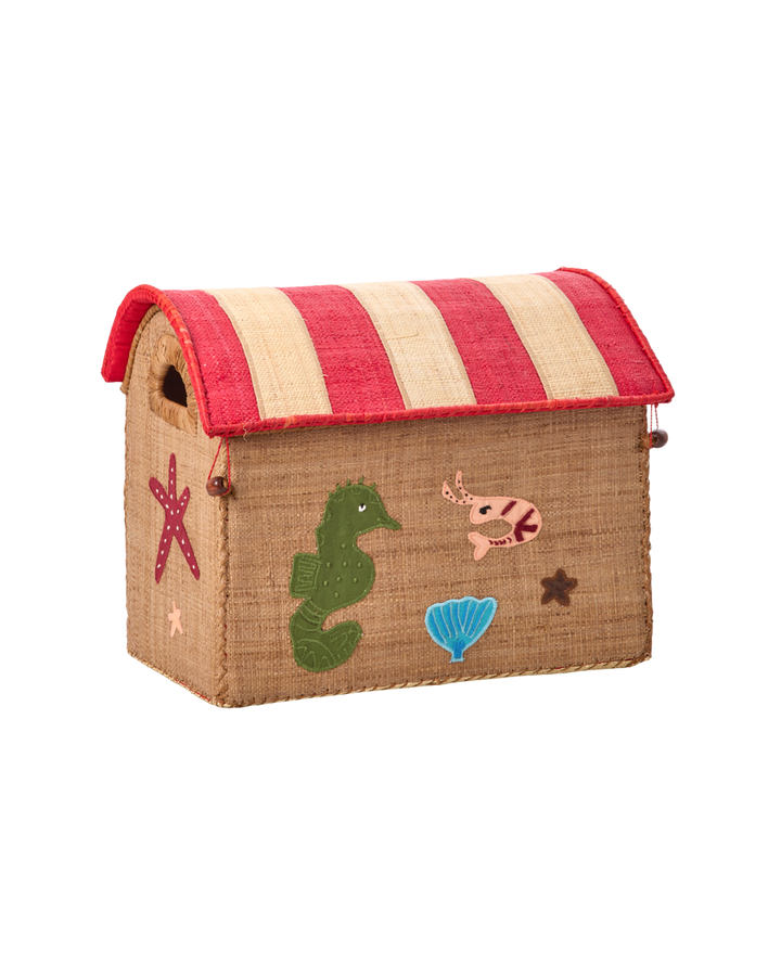 Small Raffia Storage House - Tea - Ocean Theme - Rice By Rice