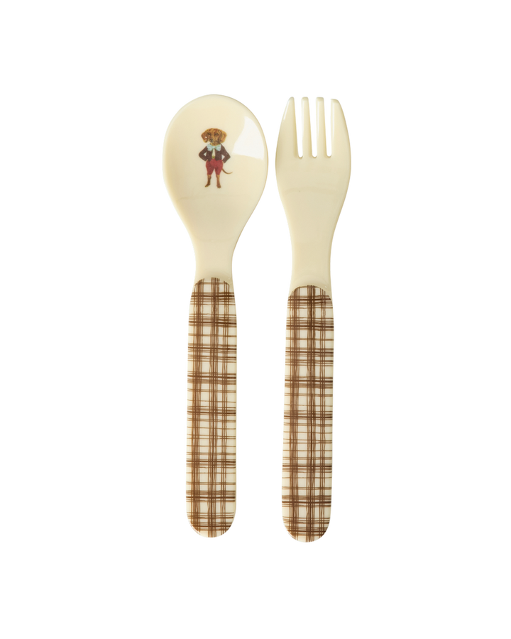 Melamine Baby Dinner Set in Giftbox - Nathalie Lété Print - Brown - 4 pcs - Rice By Rice