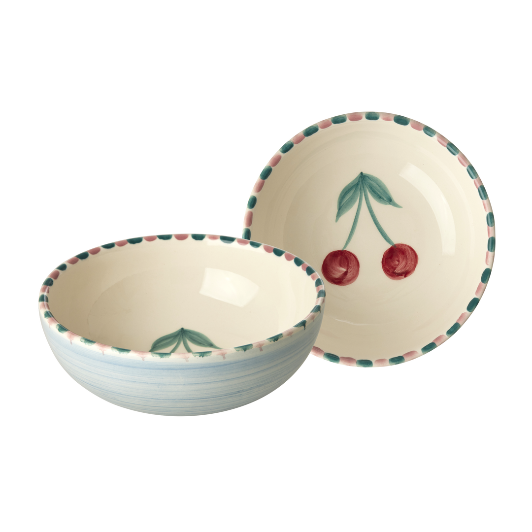 Ceramic Bowl with Hand Painted Cherry - 11.8 oz - Rice By Rice