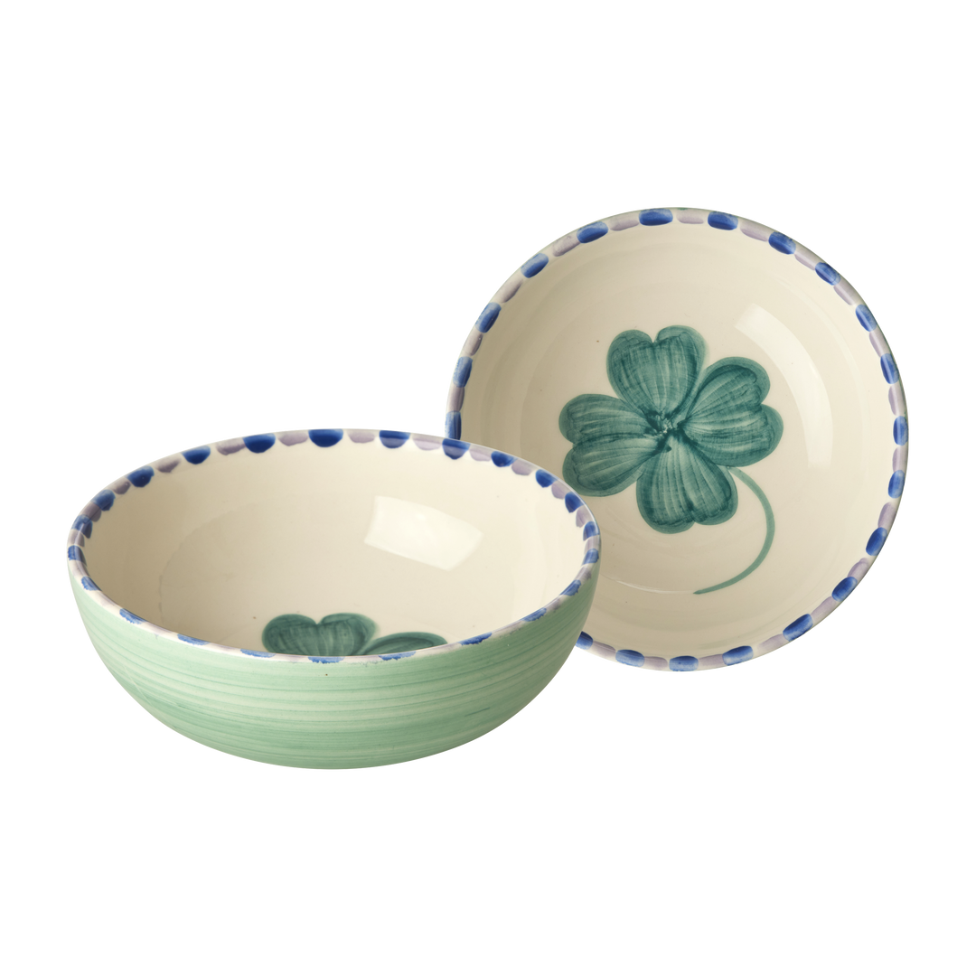 Ceramic Bowl with Hand Painted Good Luck Clover - 11.8 oz - Rice By Rice