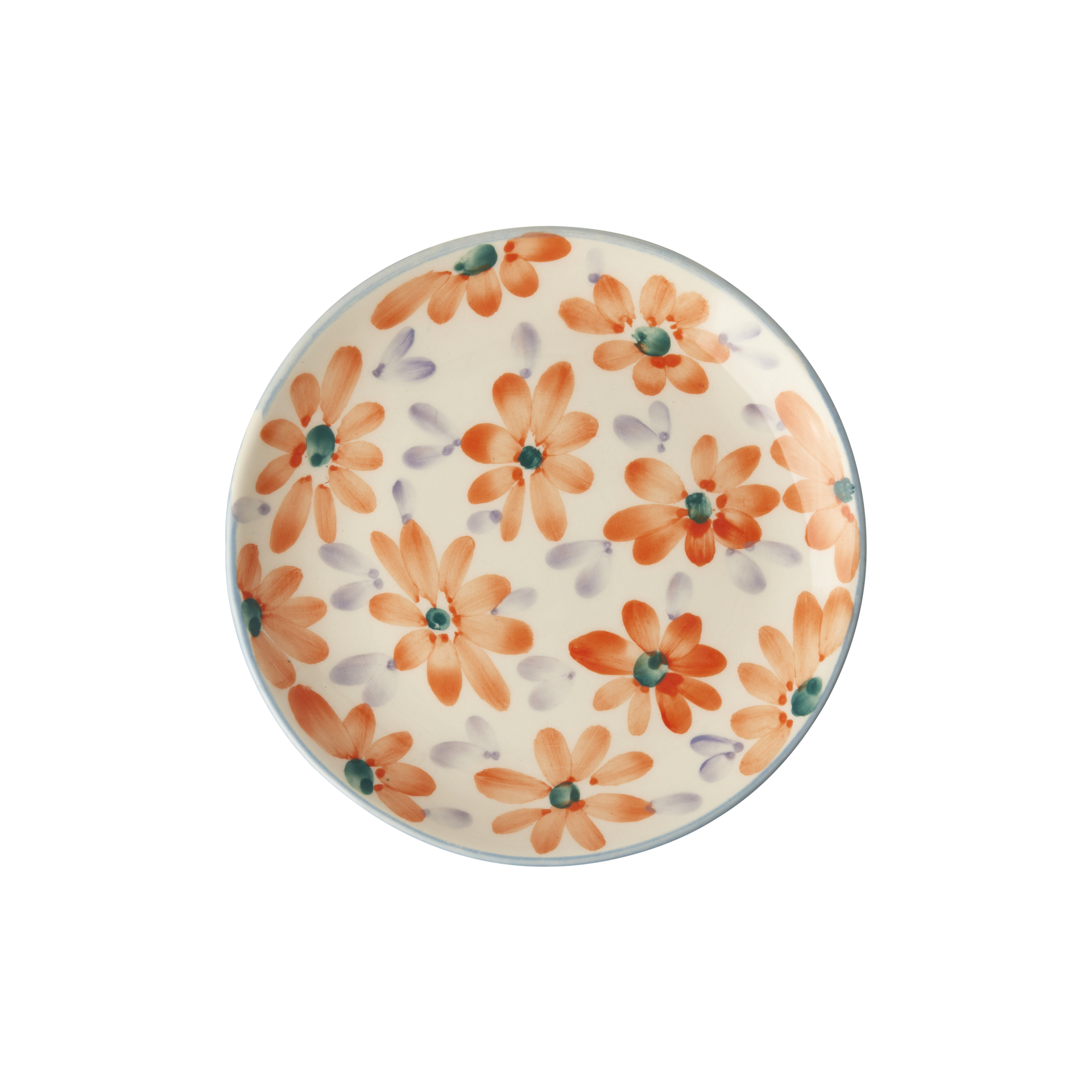 Ceramic Cake Plate with Hand Painted Orange Flowers – Rice By Rice