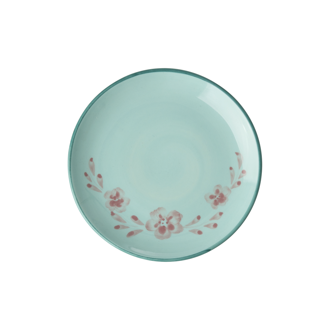 Ceramic Cake Plate with Hand Painted Flower Vine - Rice By Rice