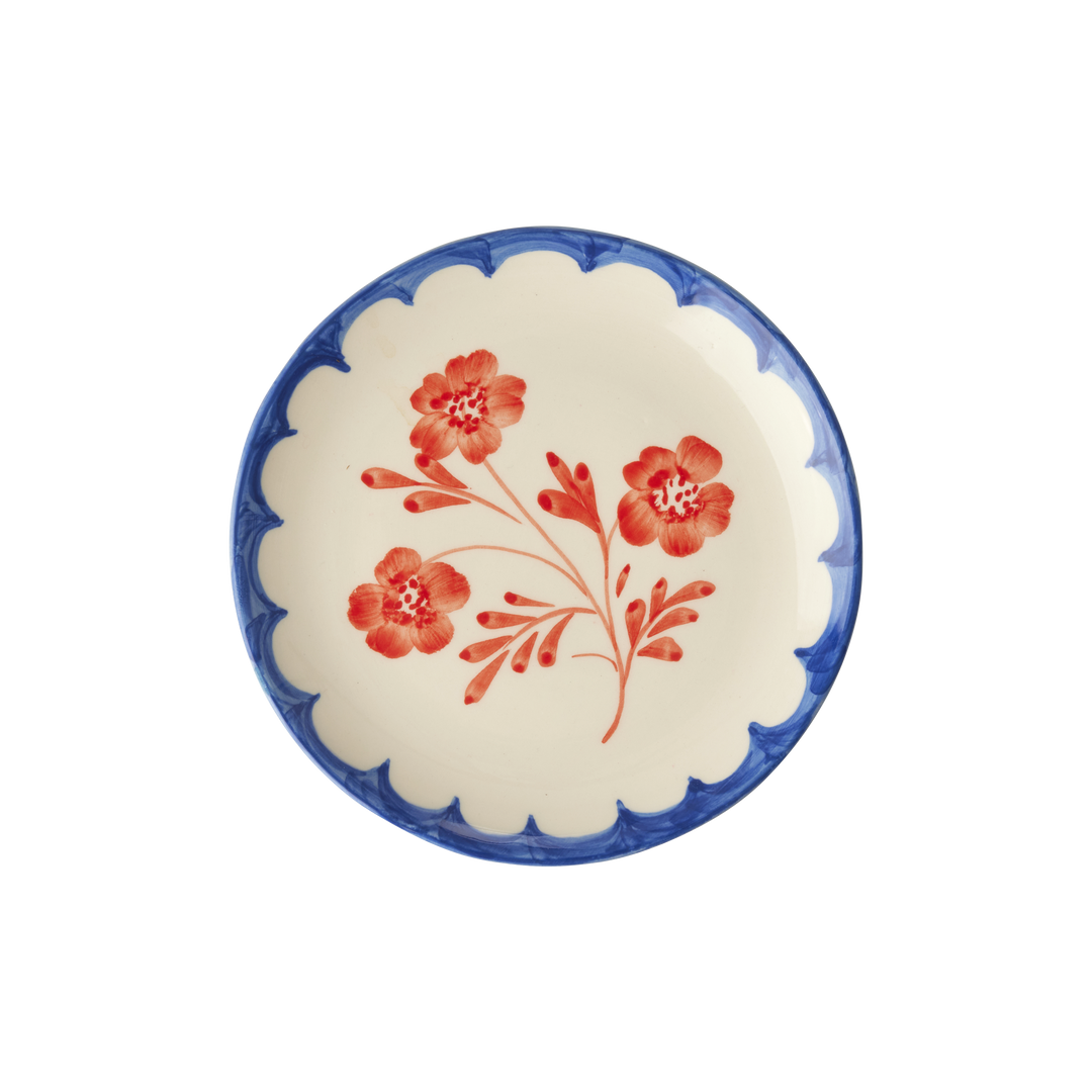 Ceramic Cake Plate with Hand Painted Vintage Flower - Rice By Rice