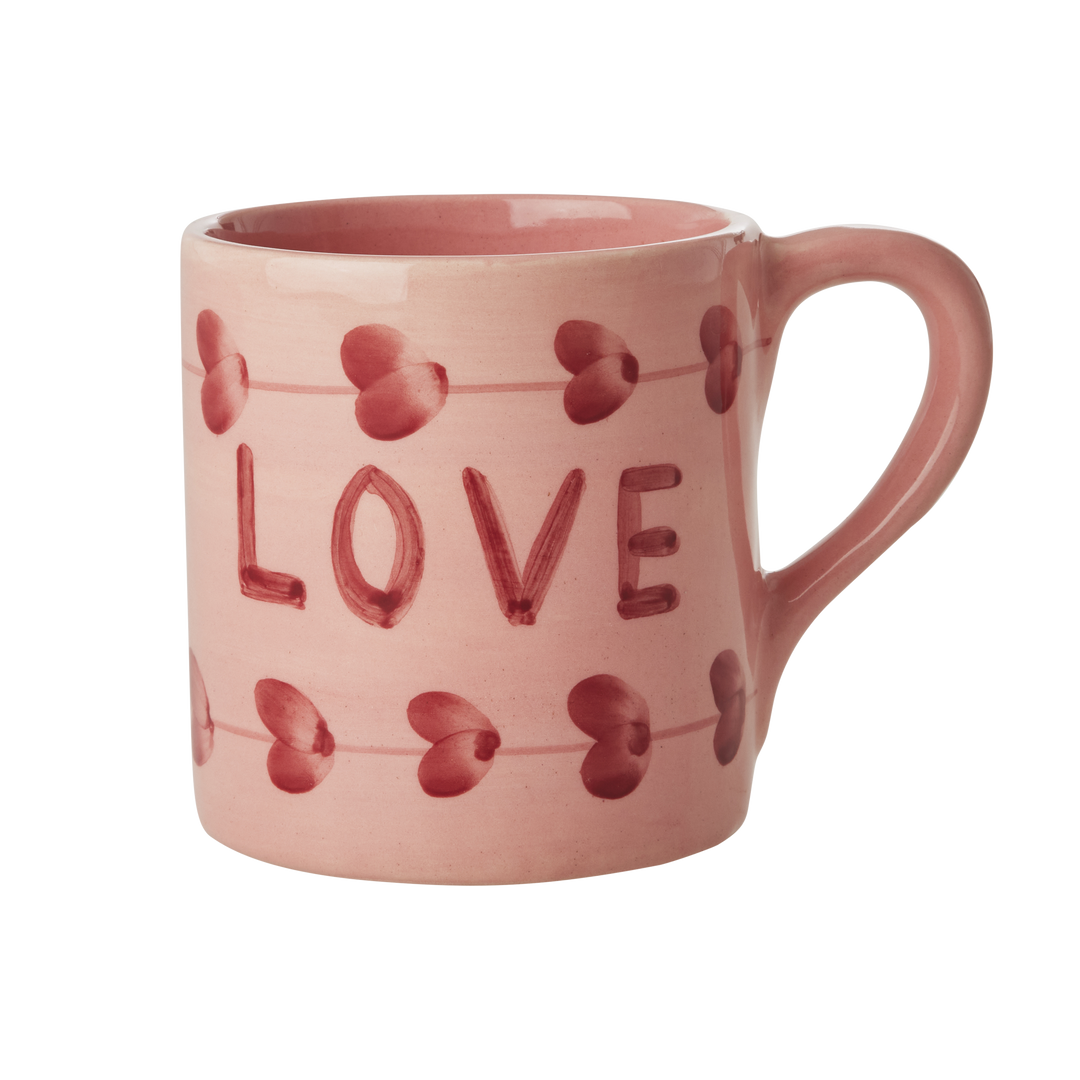 Ceramic Mug with Hand Painted Love - 14.2 oz - Rice By Rice