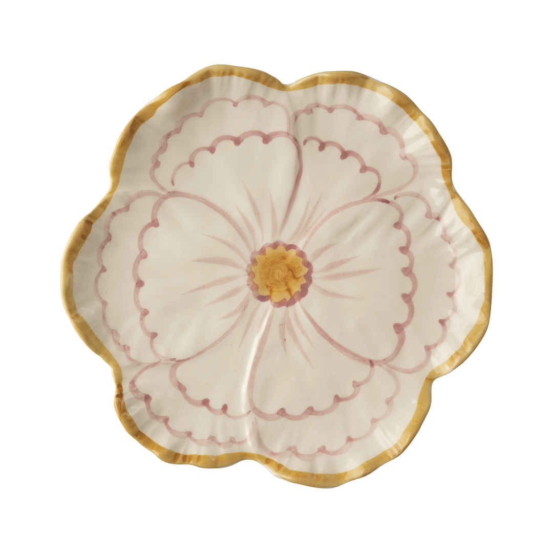 Ceramic Flower Shaped Side Plate with Yellow Border - Rice By Rice