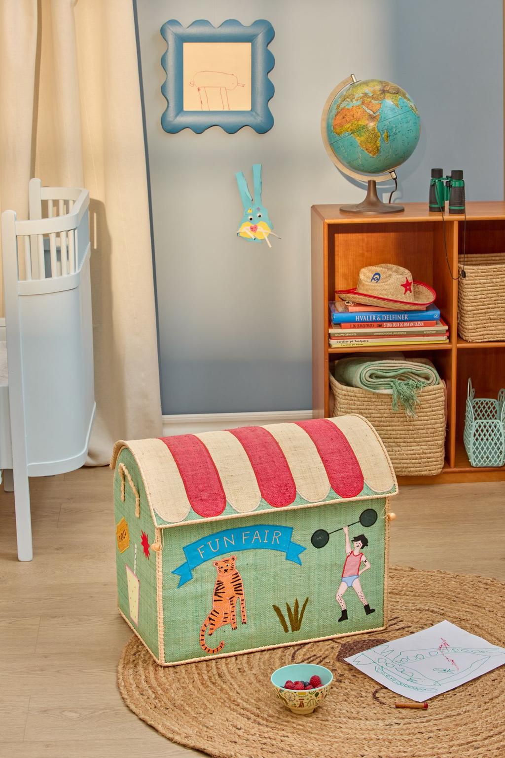 Raffia Storage House - Blue - Fun Faire Theme - Set of 3