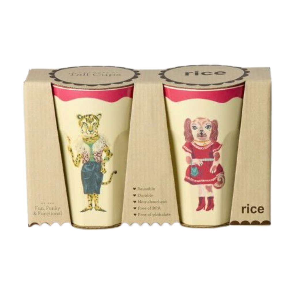 Melamine Tall Cup in Gift Box with Nathalie Lété Print - Tall - Red Kiss - 2 Pack - 13.53 oz - Rice By Rice