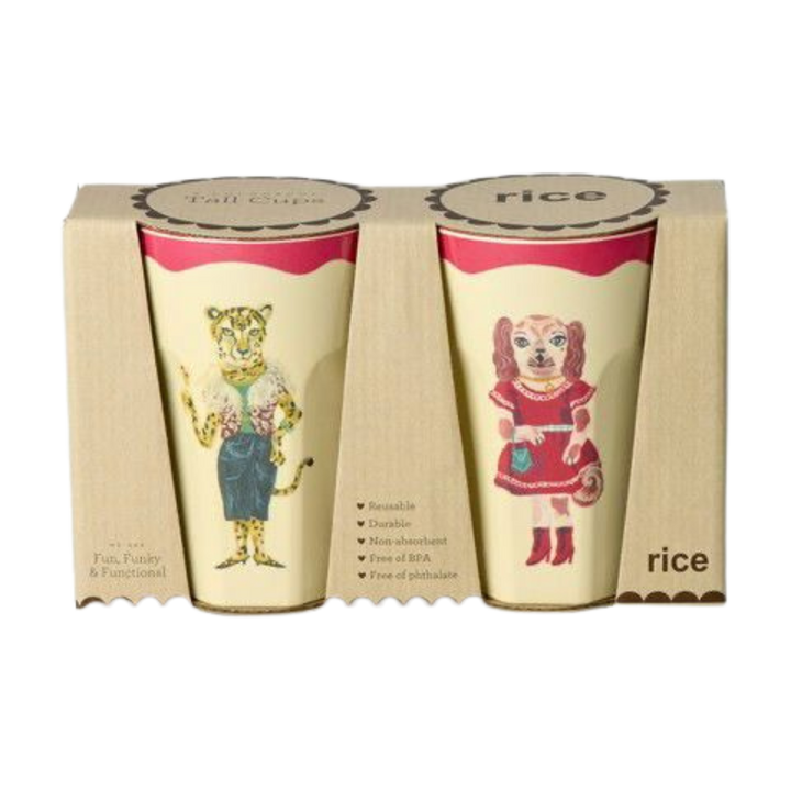 Melamine Tall Cup in Gift Box with Nathalie Lété Print - Tall - Red Kiss - 2 Pack - 13.53 oz - Rice By Rice